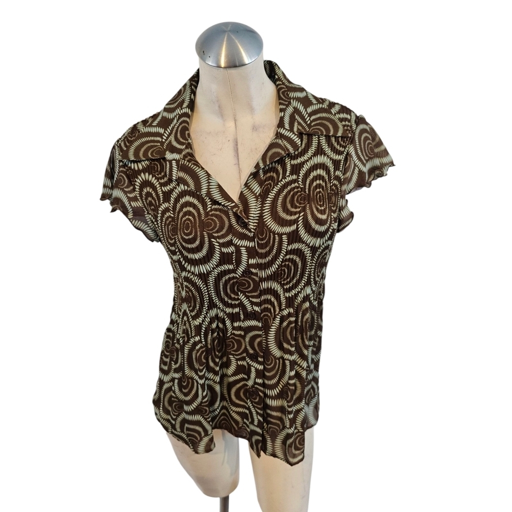 3/$25 Sere Nade Size L Brown Patterned Women's Top